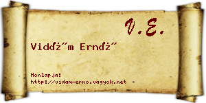 Vidám Ernő névjegykártya